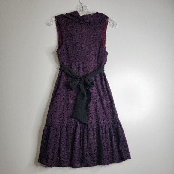 Free People Women's Lace Cowl Neck Mini Dress  Purple sz 8 - Picture 9 of 10